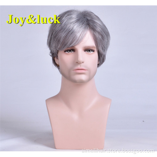 Male Wholesale Dark Green Hair for Mens Daily Party or Cosplay Wigs Man Straight Men Wigs Short Natural Synthetic Hair Wigs